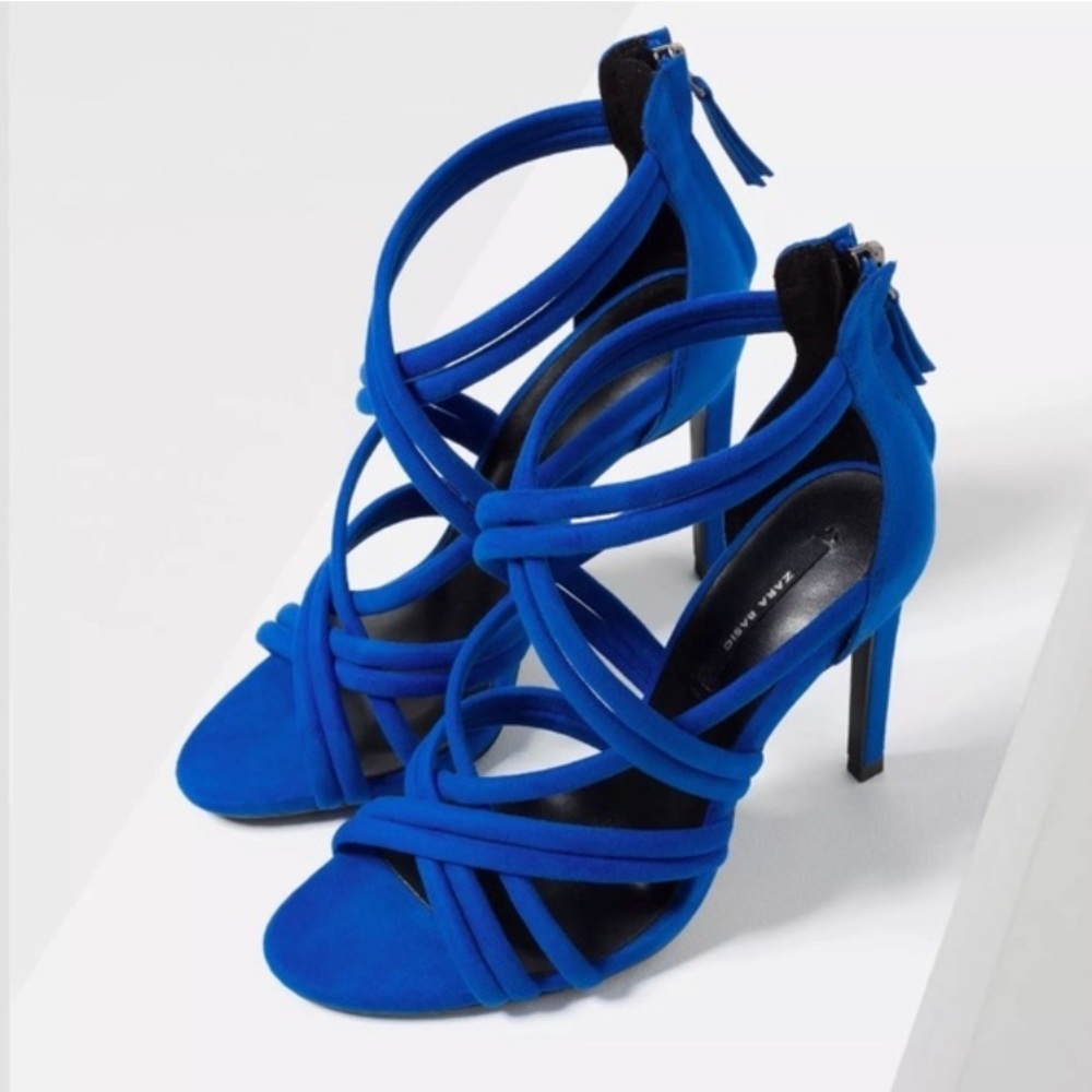 ZARA ROYAL BLUE STRAPPY HIGH HEEL SANDALS BRAND NEW WITH TAGS